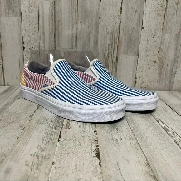 Vans Classic Slip-On Deck Club Mix Stripes Skateboarding sneakers women's 8.5 - Picture 3 of 13